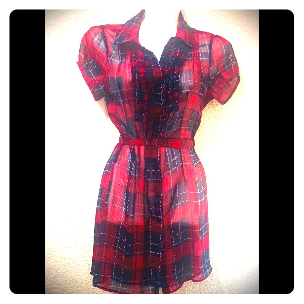 Plaid sheer top